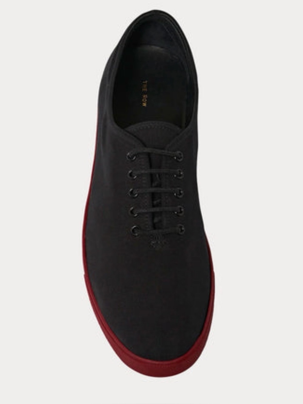 The Row Black Canvas Lace-Up Sneakers with Red Trim